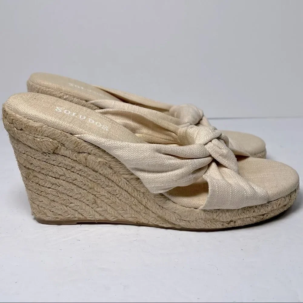 Soludos Ivory Knotted Wedge Espadrille Heels 6.5‎